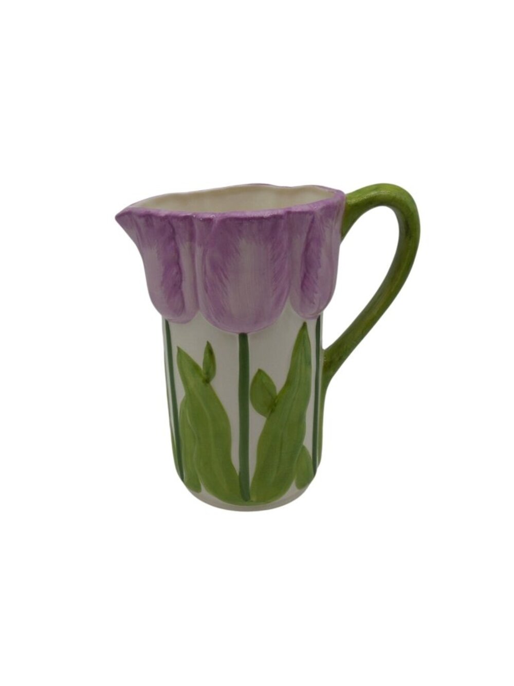 Pitcher Tulip Floral Hand Painted Vase WCL China Vintage 8"